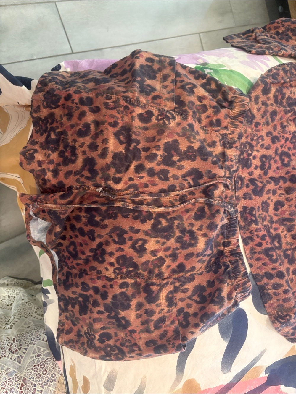 Free People Rust-Brown Leopard Print Two-Piece Pajama Set - Picture 4 of 4